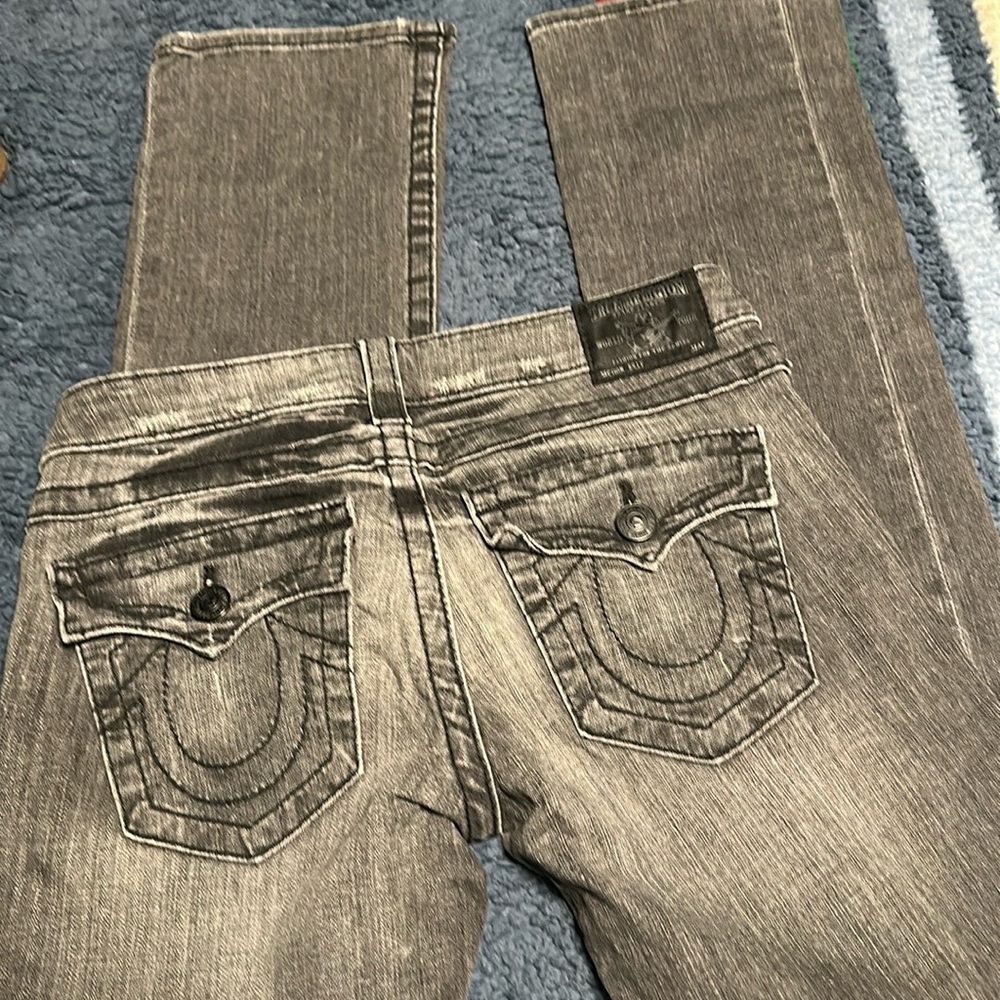 True Religion Gray Straight Leg Jeans